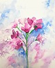 obrazy WYPRZEDAŻ OBRAZÓW! Akwarela Różowy kwiat oryginalny obraz 300g A5 21x15 cm 1