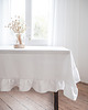obrusy i serwetki Lniany obrus z falbanką  heavy linen PURE WHITE 7