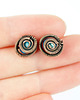 kolczyki wire wrapping Kolczyki niebieskie sztyfty z masą perłową 5