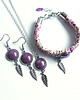 komplet biżuterii Komplet - Ceramiczne fioletowe - kolczyki, naszyjnik, bransoletka 1