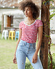 t-shirt damskie T-shirt Perfect Lines Paski Czerwone - Rozmiar: 4