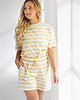 t-shirt damskie Bluzka Joy Szerkie Paski Banan 4