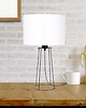 lampy stołowe LAMPKA NOCNA STOŁOWA METAL OZDOBNA ABAŻUR Biały E27 LED DRUT LOFT 1