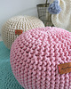 pufy do siedzenia Pufa różowa bawełniana okrągła handmade 3