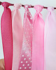 dodatki - różne Różowa Girlanda na baby shower, urodziny -wstążki na sznurku - 1m 2