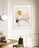 plakaty PLAKAT żuraw, japońska sztuka ścienna, księżyc ilustracja, sakura, japandi 1