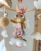 karuzele i girlandy do łóżeczka Karuzela handmade dla dziewczynki ,króliczek księżniczka i balony 5
