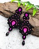 kolczyki soutache Rossa wieczorowe fuksjowo czarne  kolczyki sutasz z kryształkami 2