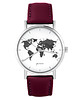 zegarki różne Zegarek - Mapa świata - skórzany, burgund 1