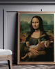 grafiki i ilustracje PLAKAT Mona Lisa z kotem portret , zabawny prezent dla kociary 2