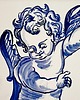 kafle i panele Ruben - Podkładka pod kubek z aniołem na kafelku ręcznie malowanym 1