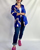 bluza bez kaptura damska Aksamitna BLUZA/ KIMONO domowe, autorski print  CHMURY niebieskie 6