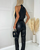 body damskie Czarne błyszczące body z dekoltem typu halter TA542 1