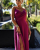 sukienki maxi damskie 299-19 CHIARA elegancka maxi długa suknia na ramiączkach - FUKSJA Z BROKATEM 3