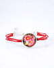 bransoletki ze szkła Bransoletka - Kwiaty - czerwona, sznureczki 1