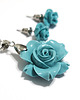 komplet biżuterii Komplet - Turkusowo niebieska róża - koral 2