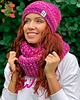 czapki damskie Czapka Handmade Explorer Luks Malina WEŁNA 15% 1
