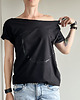 t-shirt damskie Czarne koło na czarnym Oversize 2