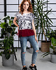 t-shirt damskie Koszulka z krótkim rekawem oversize nadruk Dżungla kolor bordo 1