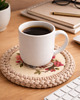 makramy Drewniana Podkładka Baza Spód 10cm pod Kubek Szklankę KAWA do Szydełkowania 1