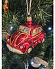 bombki Ręcznie malowana bombka szklana czerwony garbus ze złotymi akcentami 6