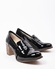 botki damskie SKÓRZANE PÓŁBUTY ZAPATO 250 CZARNY LAKIER 1