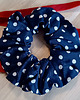 gumki do włosów Scrunchie gumka do włosów jedwabna Dottie navy granatowa groszki kropki S,M,L 1