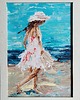 grafiki i ilustracje Obraz ręcznie malowany Plaża Dziewczyna Morze + rama 1