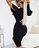 sukienki midi damskie 479-9 NINA elegancka sukienka z kopertowym dekoltem i paskiem - czarna 5
