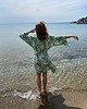 szlafroki damskie Szlafrok narzutka kimono w kontrastujący wzór kwiatowy 2