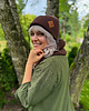 czapki damskie Bawełniana czapka beanie logo ekoskórka Brąz 2