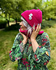 czapki damskie Czapka beanie z bawełny logo kolorowe Malina 7
