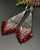 kolczyki szklane Vendi, srebrno-czerwone "indiańskie" kolczyki, beading 1