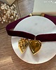 chokery Choker z sercem sekretnik na aksamitnej burgundowej wstążce 1