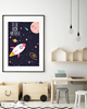 obrazy i plakaty do pokoju dziecięcego PLAKAT KOSMOS rakieta księżyc do pokoju dziecka 3