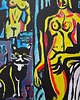 obrazy Kolorowy obraz  kubiczna dama akt picasso style 3