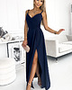sukienki maxi damskie 299-7 CHIARA elegancka maxi suknia na ramiączkach - GRANATOWA 2