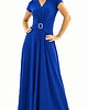 sukienki maxi damskie Chabrowa Maxi sukienka z drapowanym paskiem 34-52 2