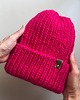 czapki damskie Gruba wełniana czapka oversize z bardzo szerokim wywinięciem - magenta 5