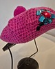 czapki damskie Unikatowy beret w różowym kolorze z ozdobą  z błyszczących kamieni. 2