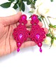 kolczyki soutache Rossa kolczyki sutasz różowe wieczorowe długie z kryształkami 1