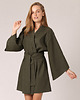 sukienki midi damskie Kimono lniane butelkowa zieleń 2