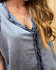 topy damskie Top z ozdabianym dekoltem Denim 1