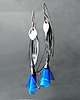 kolczyki wire wrapping Srebrne delikatne kolczyki Niebieskie listki 3