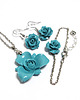 komplet biżuterii Komplet 2 - Turkusowo niebieska róża - koral 1