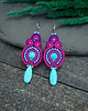 kolczyki soutache Kolczyki sutasz z howlitami turkusowo fioletowo fuksjowe Etno 2
