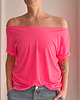 t-shirt damskie Koszulka Fluo róż Oversize Bez Nadruku 2