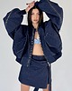 kurtki damskie Krótka kurtka bomber zipper denim dark blue 3