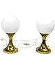 lampy stołowe Para lamp stołowych Globe AKA Leuchten, Niemcy, lata 70. mosiądz i szkło 9