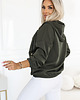 bluza z kapturem damska 691-4 Rozpinana bluza damska z kapturem i ozdobnym zamkiem - khaki 2